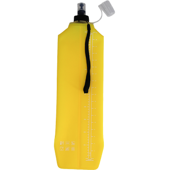 DRINK+FOLD, 1000 ml, sunshine yellow, Faltbare Trinkflasche TPU, Nylonkordel