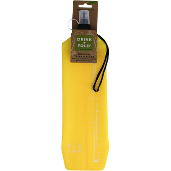 DRINK+FOLD, 1000 ml, sunshine yellow, Faltbare Trinkflasche TPU, Nylonkordel