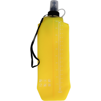 DRINK+FOLD1/2, 500 ml, sunshine yellow, Faltbare Trinkflasche TPU, Nylonkordel 