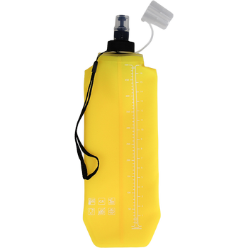 DRINK+FOLD1/2, 500 ml, sunshine yellow, Faltbare Trinkflasche TPU, Nylonkordel