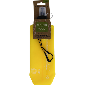 DRINK+FOLD1/2, 500 ml, sunshine yellow, Faltbare Trinkflasche TPU, Nylonkordel