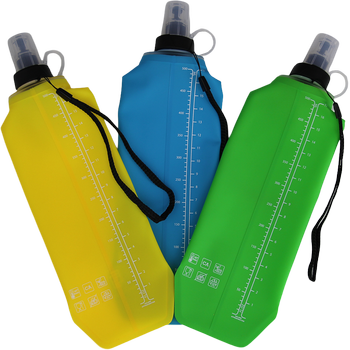 DRINK+FOLD1/2, 500 ml, ice blue, Faltbare Trinkflasche TPU, Nylonkordel