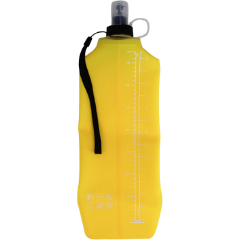 DRINK+FOLD, 750 ml, sunshine yellow, Faltbare Trinkflasche TPU, Nylonkordel 