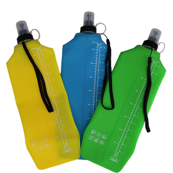 DRINK+FOLD, 750 ml, grass green, Faltbare Trinkflasche TPU, Nylonkordel