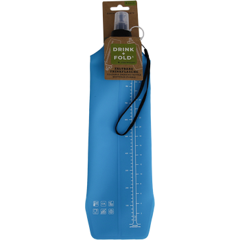 DRINK+FOLD, 1000 ml, ice blue, foldable drinking bottle TPU, nylon strap