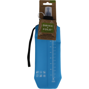 DRINK+FOLD1/2, 500 ml, ice blue, Faltbare Trinkflasche TPU, Nylonkordel