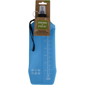 DRINK+FOLD, 750 ml, ice blue, foldable drinking bottle TPU, nylon strap