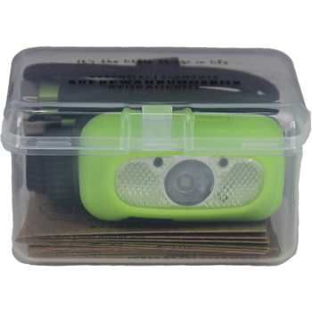 HEAD+BEAM100, grass green, 100 Lumen, Lampe frontale avec boîte de sauvegarde et câble USB-C