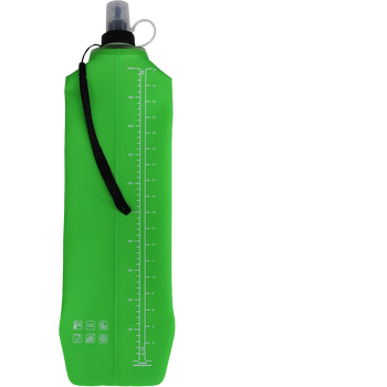 DRINK+FOLD, 1000 ml, grass green, Faltbare Trinkflasche TPU, Nylonkordel 