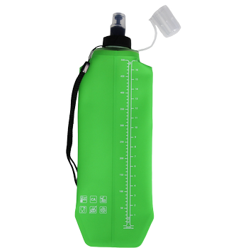 DRINK+FOLD1/2, 500 ml, grass green, Faltbare Trinkflasche TPU, Nylonkordel