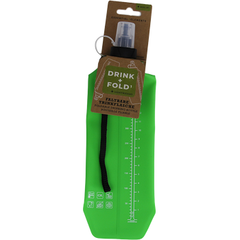 DRINK+FOLD1/2, 500 ml, grass green, Faltbare Trinkflasche TPU, Nylonkordel