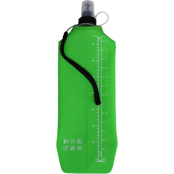 DRINK+FOLD, 750 ml, grass green, Faltbare Trinkflasche TPU, Nylonkordel 