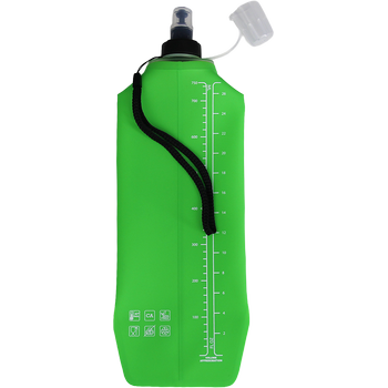 DRINK+FOLD, 750 ml, grass green, Faltbare Trinkflasche TPU, Nylonkordel