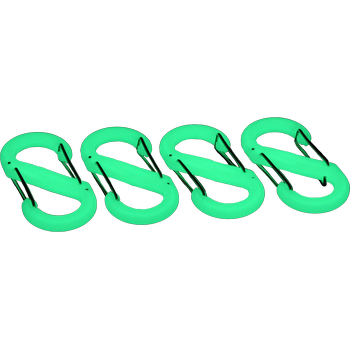 CLIP+GLOW, glowy, carabiner 5 cm, set of 4 pieces