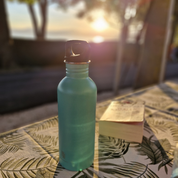 DRINK+REFILL, 1000 ml, caribbean green, einwandige Edelstahltrinkflasche, 18/10 Inox, Standard Verschluss