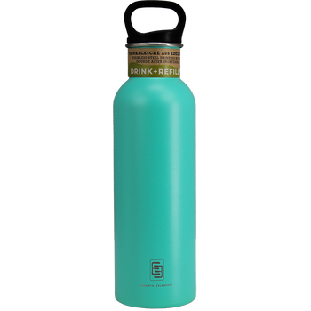 DRINK+REFILL, 750 ml, caribbean green, gourde simple paroi en acier inoxydable 18/10, bouchon standard