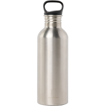 DRINK+REFILL, 1000 ml, naked steel, einwandige Edelstahltrinkflasche, 18/10 Inox, Standard Verschluss 