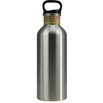 DRINK+REFILL, 1000 ml, naked steel, einwandige Edelstahltrinkflasche, 18/10 Inox, Standard Verschluss