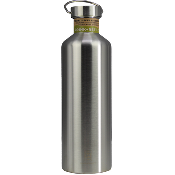 DRINK+REFILL, 1500 ml, naked steel, einwandige Edelstahltrinkflasche, 18/8 Inox, Stahlverschluss