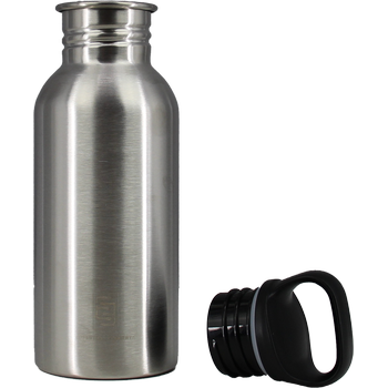 DRINK+REFILL, 500 ml, naked steel, einwandige Edelstahltrinkflasche, 18/10 stainless steel, Standard Verschluss