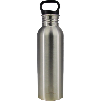DRINK+REFILL, 750 ml, naked steel, einwandige Edelstahltrinkflasche, 18/10 stainless steel, Standard Verschluss 
