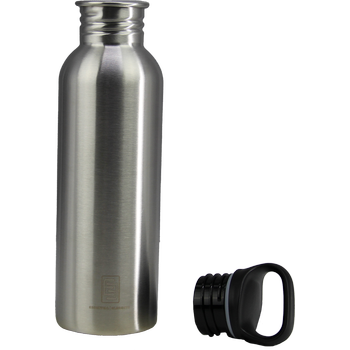 DRINK+REFILL, 750 ml, naked steel, einwandige Edelstahltrinkflasche, 18/10 stainless steel, Standard Verschluss