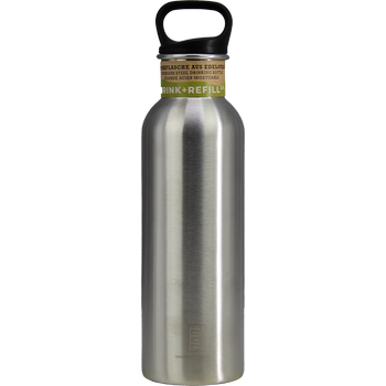 DRINK+REFILL, 750 ml, naked steel, einwandige Edelstahltrinkflasche, 18/10 stainless steel, Standard Verschluss