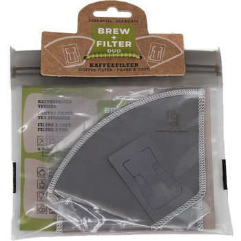 BREW+FILTERduo, DUO SET 1 x basket & 1 x cone, naked steel, 20 µm, 18/8 INOX