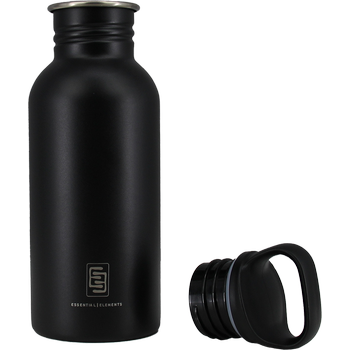 DRINK+REFILL, 500 ml, black as night, einwandige Edelstahltrinkflasche, 18/10 Inox, Standard Verschluss