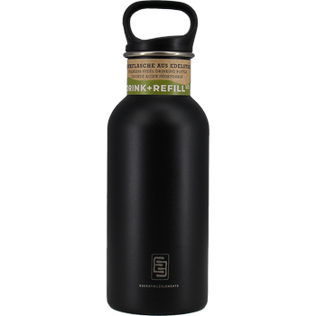 DRINK+REFILL, 500 ml, black as night, einwandige Edelstahltrinkflasche, 18/10 Inox, Standard Verschluss