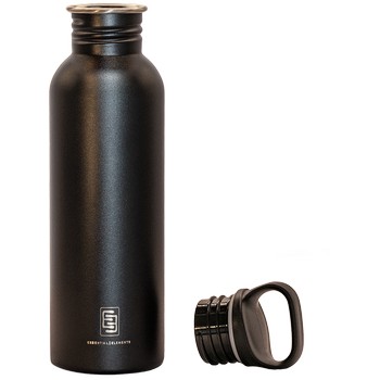 DRINK+REFILL, 750 ml, black as night, einwandige Edelstahltrinkflasche, 18/10 Inox, Standard Verschluss