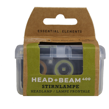 HEAD+BEAM400, black as night, 400 Lumen, Hybridstirnlampe mit Box und Ladekabel USB-C