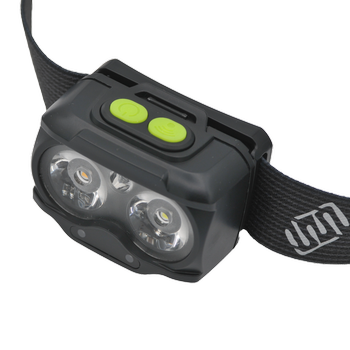 HEAD+BEAM400, black as night, 400 Lumen, Hybridstirnlampe mit Box und Ladekabel USB-C 