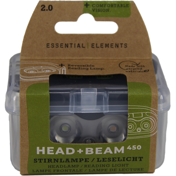 HEAD+BEAM450 V2.0, black as night, 450 Lumen, Stirnlampe / Leselicht mit Box und Ladekabel USB-C