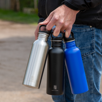 DRINK+REFILL, 1000 ml, naked steel, einwandige Edelstahltrinkflasche, 18/10 Inox, Standard Verschluss