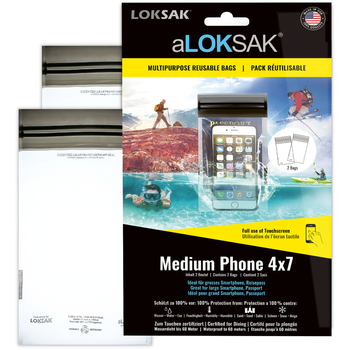 aLOKSAK 4x7 Medium Phone - 2 Stück (10,8 x 18,1 cm) Grosses Smartphone, Reisepass 
