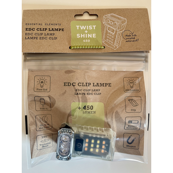 TWIST+SHINE450, EDC Clip Lampe, black as night+glowy, 450 Lumen, inkl. Ladekabel USB A/C-C
